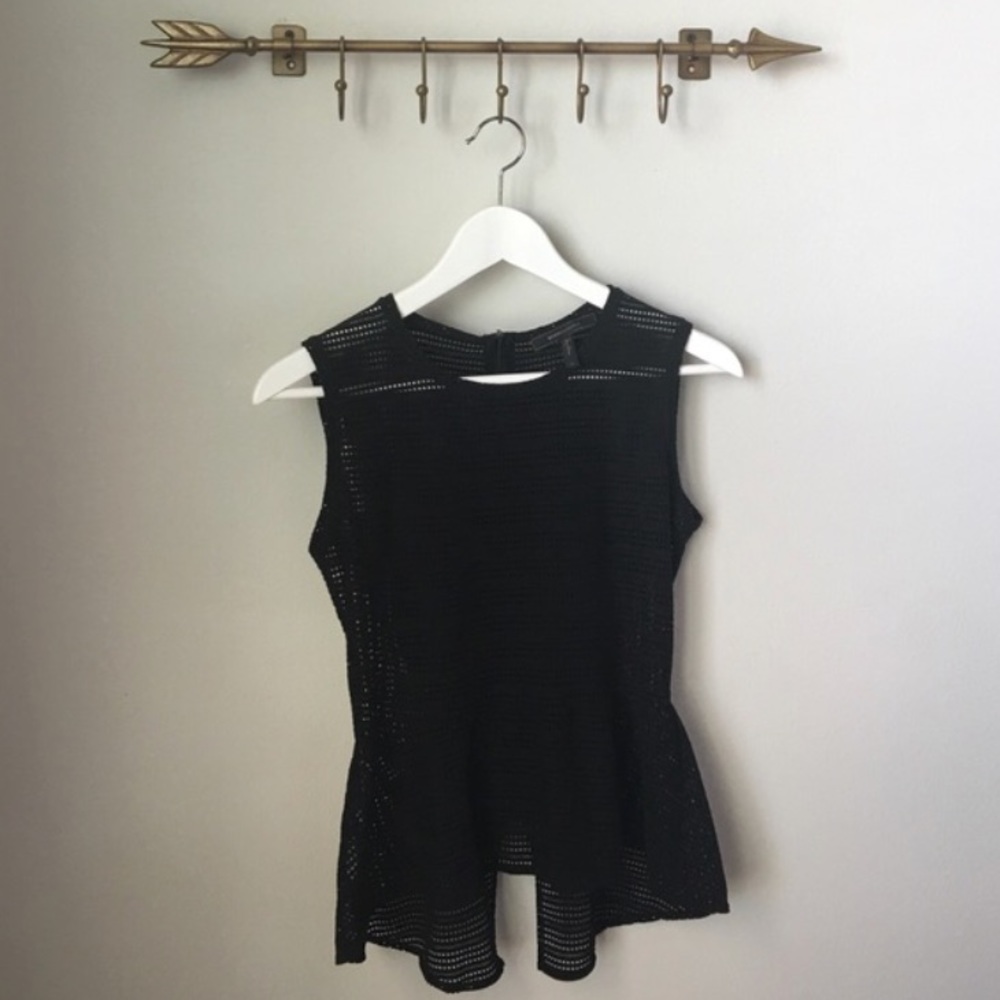 BCBG perforated peplum top